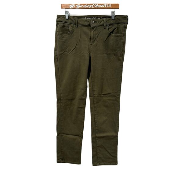 Eddie Bauer Modal Tencel Curvy Slim Straight Stretch Dark Green Jeans 14 - Picture 1 of 9